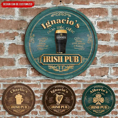 Irish Pub, Clover Sign - Personalized Round Wooden Sign, St. Patrick's Day Decor