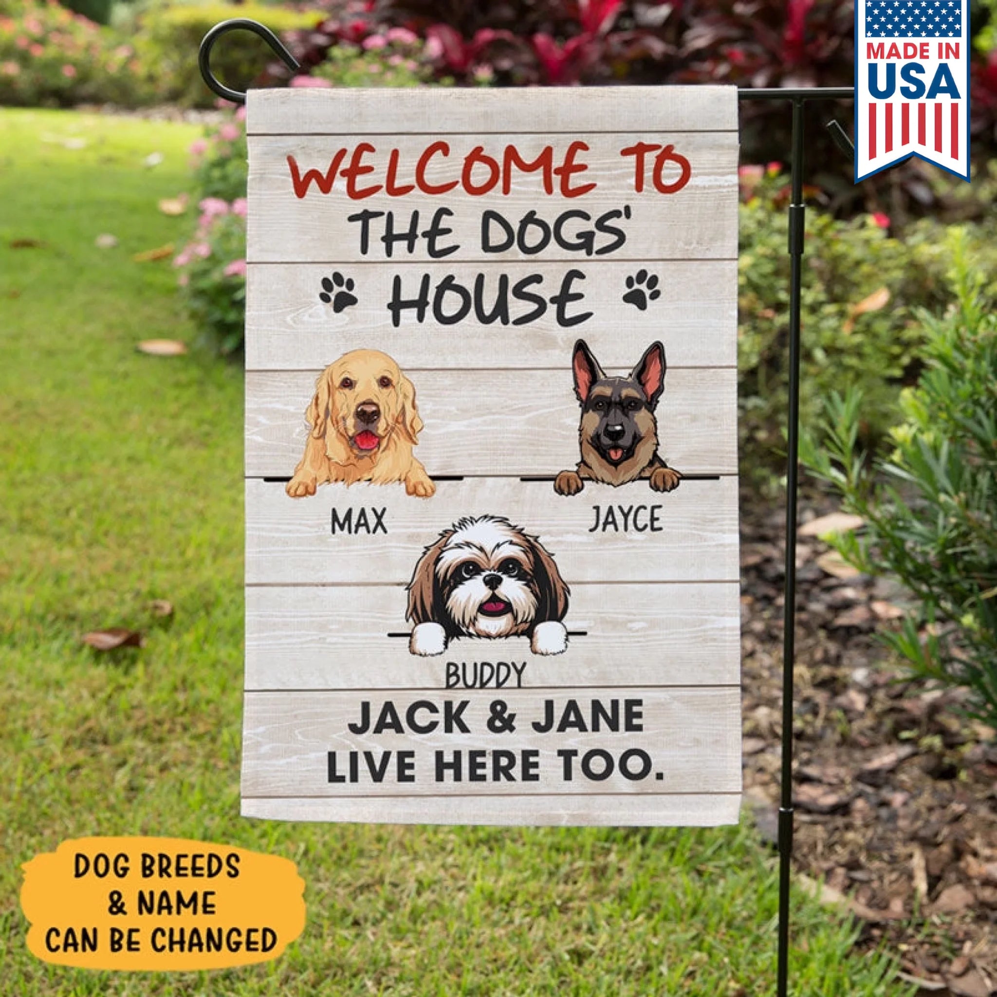 Welcome To The Dog House_ Personalized Garden Flags