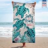 Dog-Floral-Toile-De-Jouy-Chinoiserie-French-Personalized-Quick-Dry-Beach-Towel-1