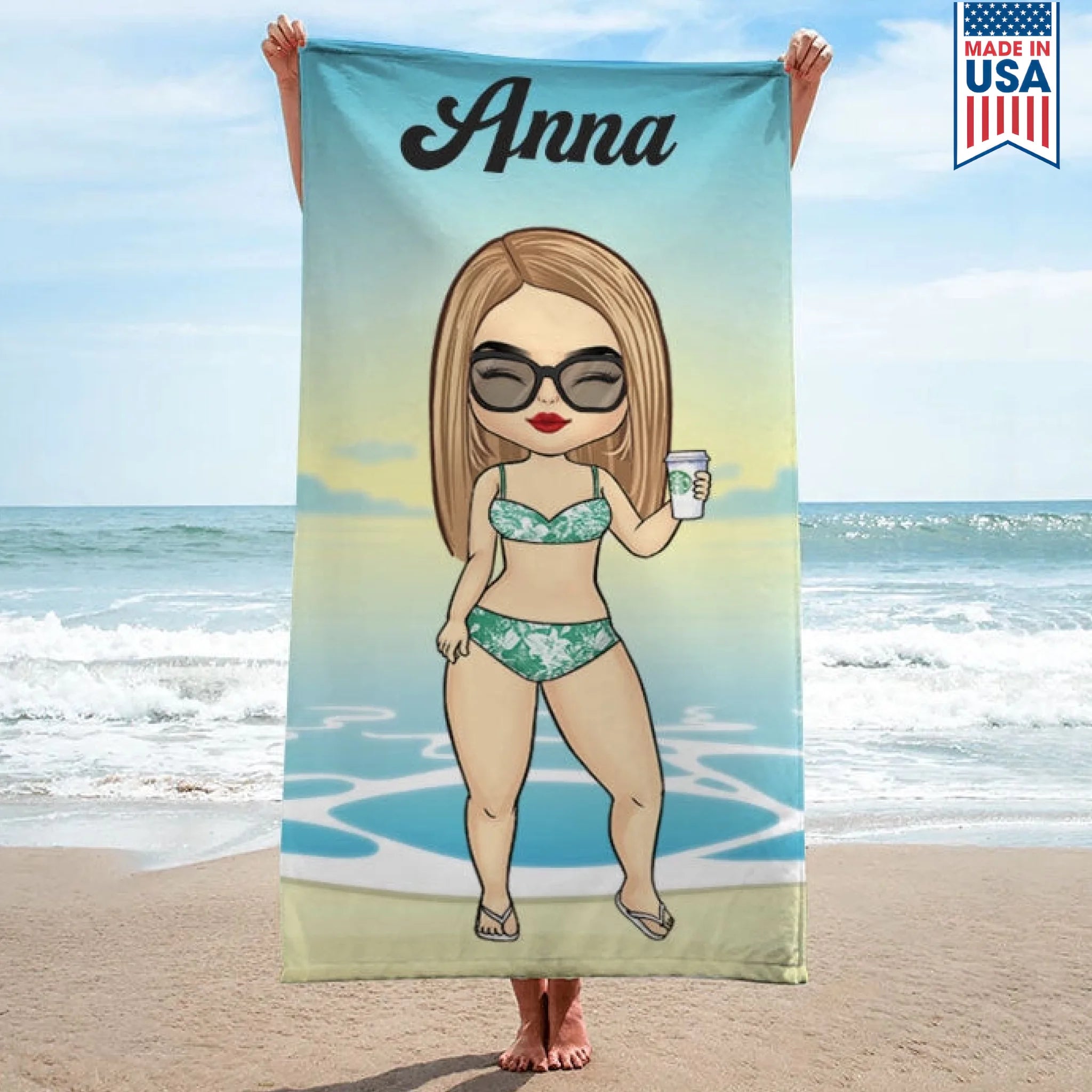 Dog-Floral-Toile-De-Jouy-Chinoiserie-French-Personalized-Quick-Dry-Beach-Towel-1