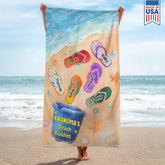 Dog-Floral-Toile-De-Jouy-Chinoiserie-French-Personalized-Quick-Dry-Beach-Towel-1