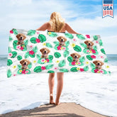 Dog-Floral-Toile-De-Jouy-Chinoiserie-French-Personalized-Quick-Dry-Beach-Towel-1