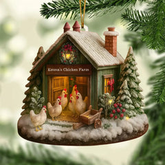 Custom Acrylic Ornament Personalized Christmas Birthday Gifts Chicken Love, Farm Life, Christmas Joy