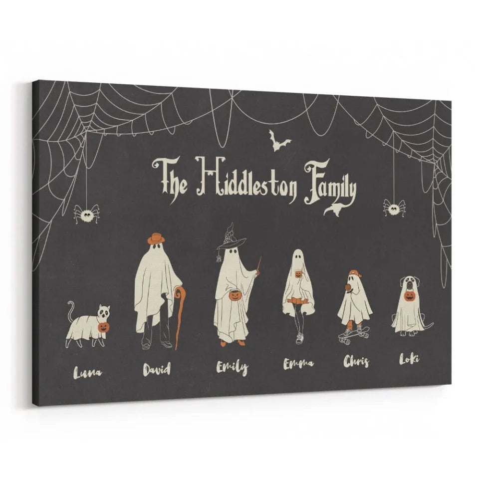 Personalized Halloween Ghost Family Landscape Canvas Print ...